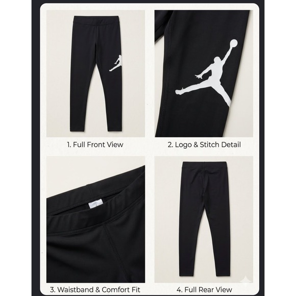 Jordan Other - Jordan Girls XL Essentials Leggings Black White Jumpman Logo Tights 45B793-023